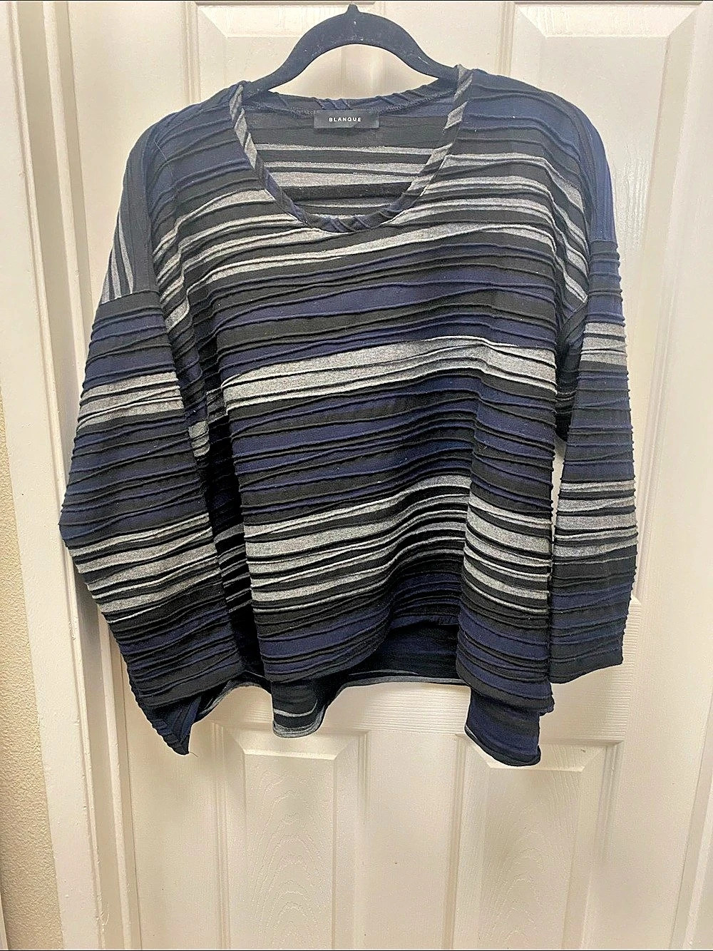 BLANQUE Striped Long Sleeve Top in Blue & Black